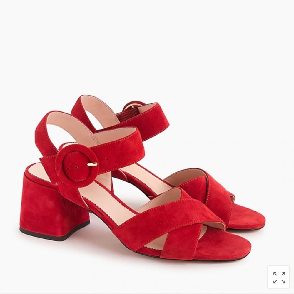 J.Crew Suede Penny sandals-J8229-BRIGHT CERISE- US 7.5